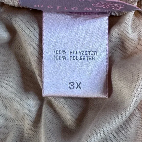 Metrowear Beige Sheer Overlay Skirt 3X Elastic Waist Lined Midi Skirt - Picture 11 of 12